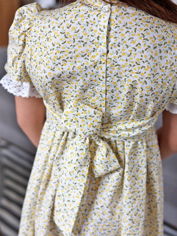 Платье для девочки прованс БУШОН XB881, цвет белый/желтый цветы