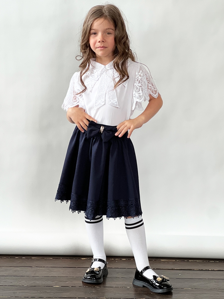 Юбка для девочек школьная БУШОН, модель SK90, цвет темно-синий