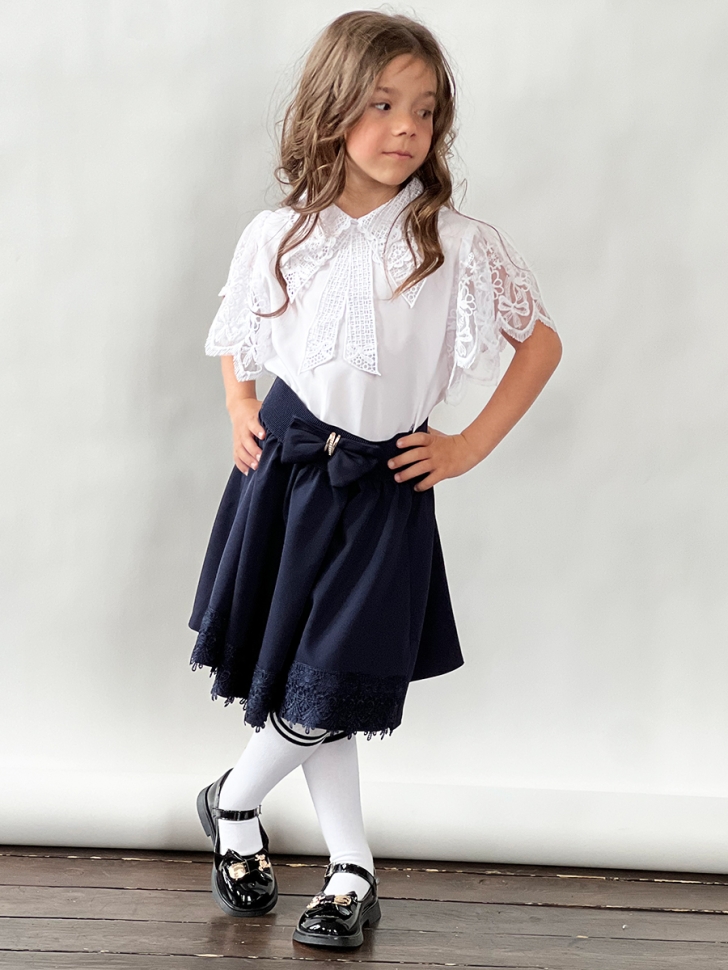 Юбка для девочек школьная БУШОН, модель SK90, цвет темно-синий