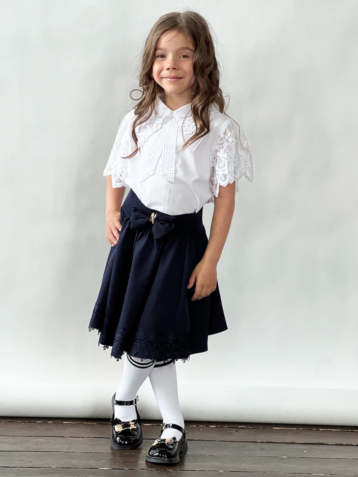 Юбка для девочек школьная БУШОН, модель SK90, цвет темно-синий