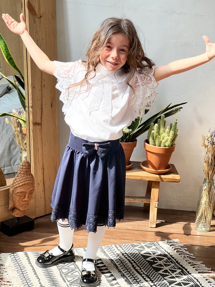 Юбка для девочек школьная БУШОН, модель SK90, цвет темно-синий