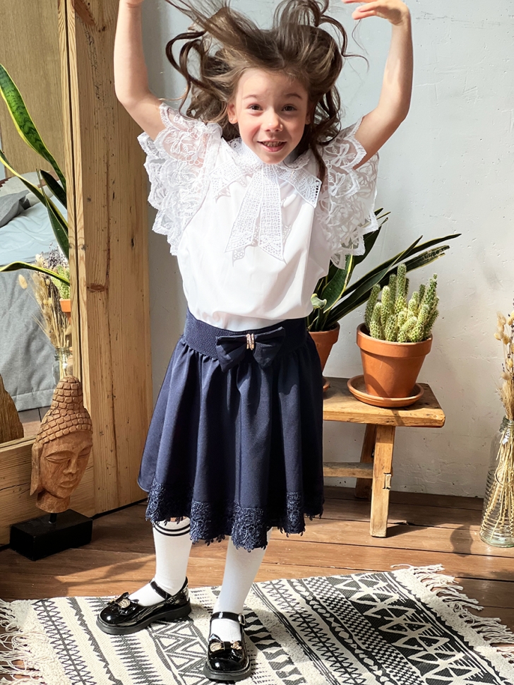 Юбка для девочек школьная БУШОН, модель SK90, цвет темно-синий