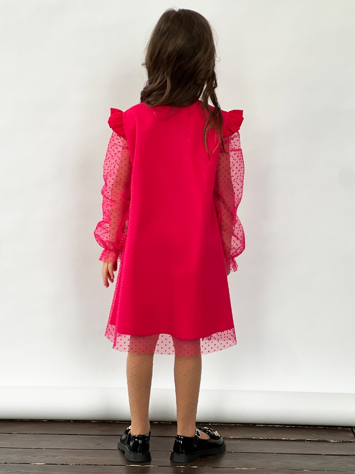 Платье для девочки нарядное БУШОН ST50, отделка фатин, цвет фуксия 
