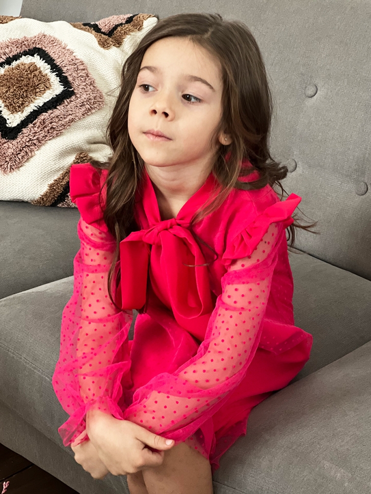 Платье для девочки нарядное БУШОН ST50, отделка фатин, цвет фуксия 