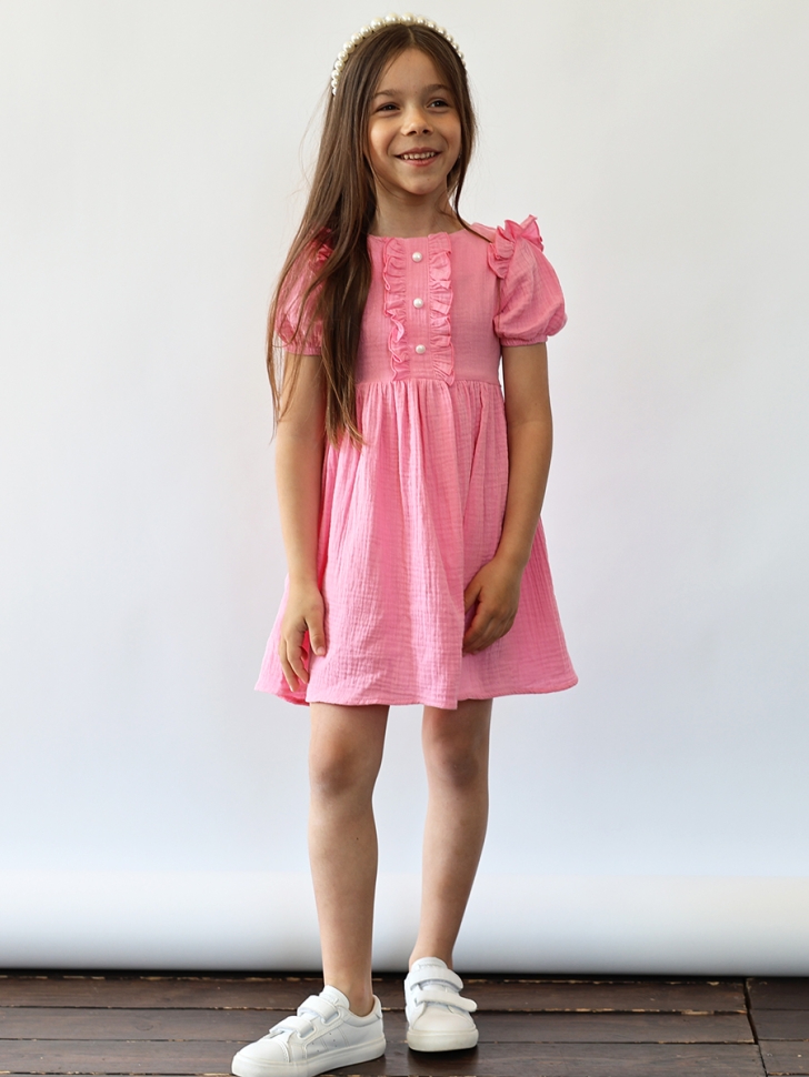 Платье для девочки вискоза БУШОН ST68, цвет розовый