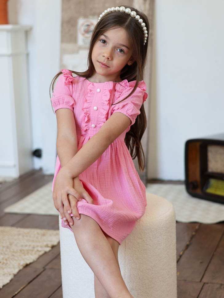 Платье для девочки вискоза БУШОН ST68, цвет розовый