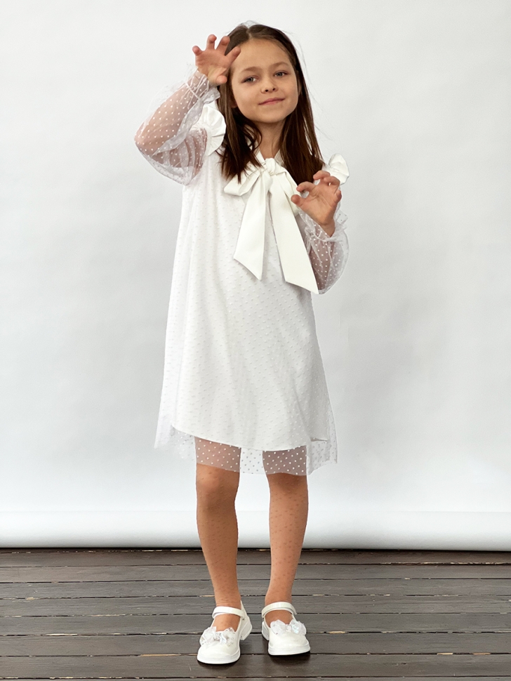 Платье для девочки нарядное БУШОН ST50, цвет белый 