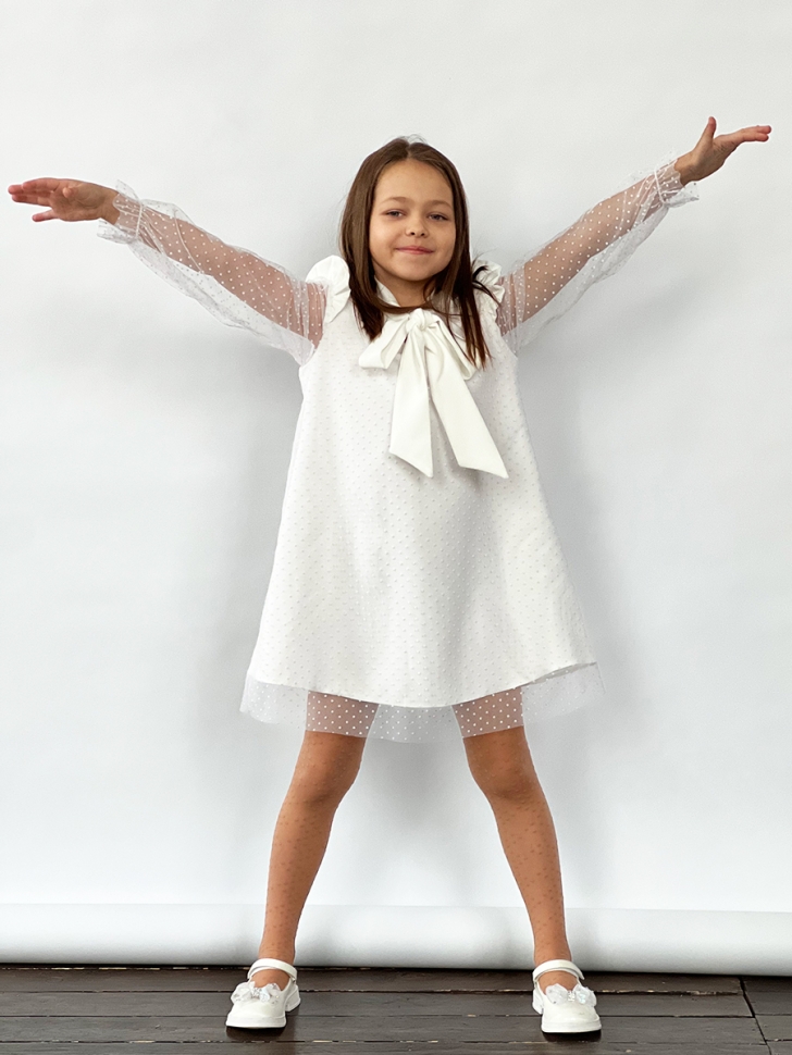 Платье для девочки нарядное БУШОН ST50, цвет белый 