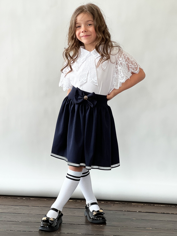 Юбка для девочек школьная БУШОН, модель SK90, цвет темно-синий 