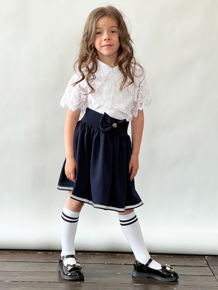 Юбка для девочек школьная БУШОН, модель SK90, цвет темно-синий 