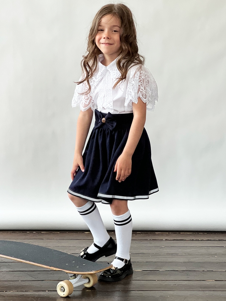 Юбка для девочек школьная БУШОН, модель SK90, цвет темно-синий 