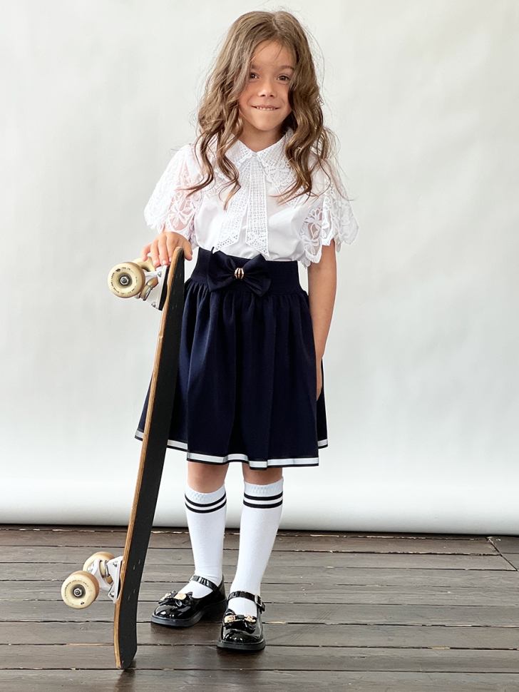 Юбка для девочек школьная БУШОН, модель SK90, цвет темно-синий 