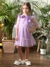 Платье для девочки нарядное БУШОН ST50, цвет сирень, бант, горошек/однотонный 