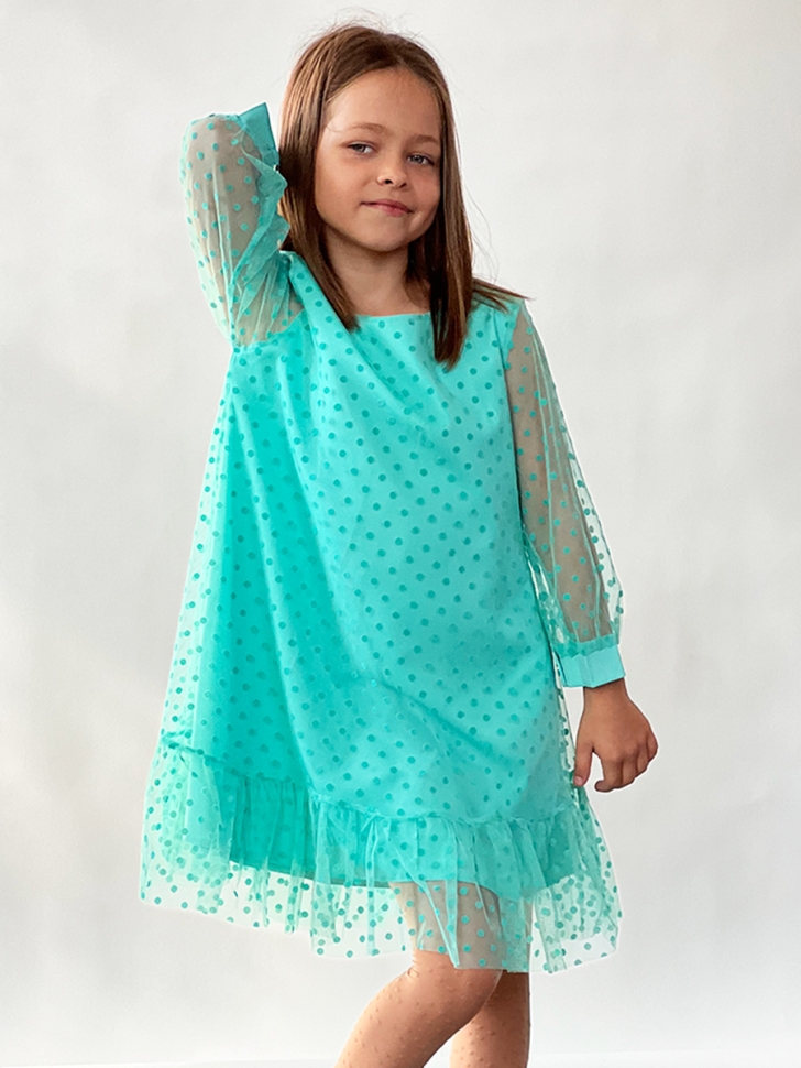 Платье для девочки нарядное БУШОН ST53, цвет изумрудный 