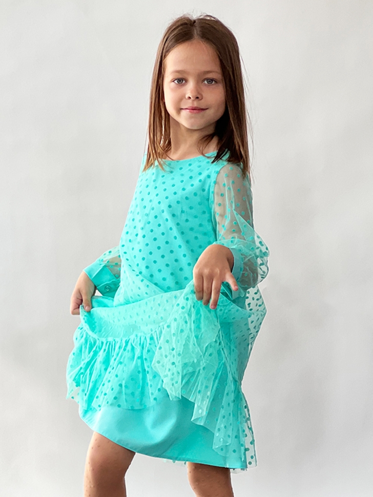 Платье для девочки нарядное БУШОН ST53, цвет изумрудный 