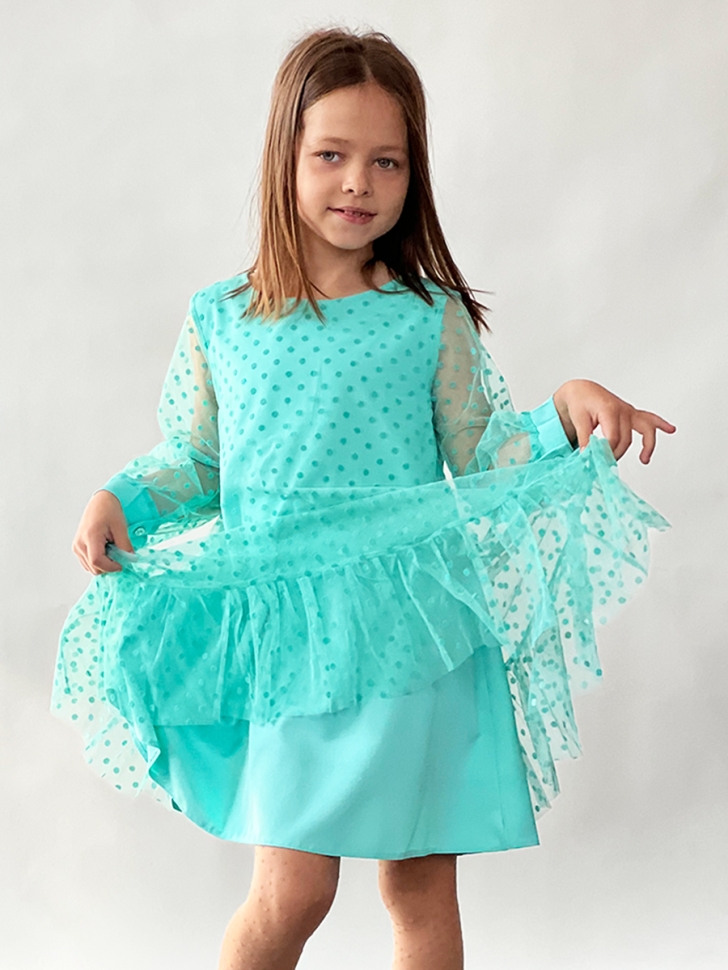 Платье для девочки нарядное БУШОН ST53, цвет изумрудный 