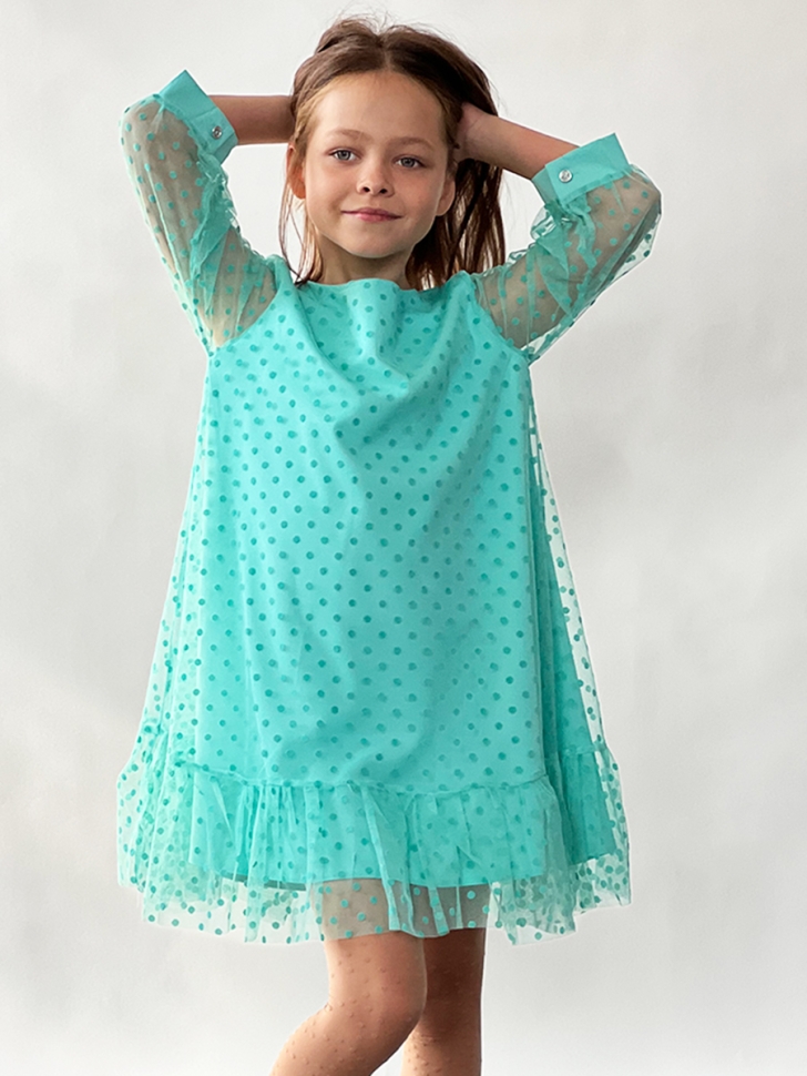 Платье для девочки нарядное БУШОН ST53, цвет изумрудный 