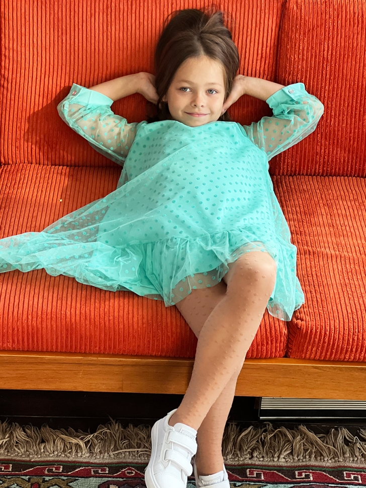 Платье для девочки нарядное БУШОН ST53, цвет изумрудный 