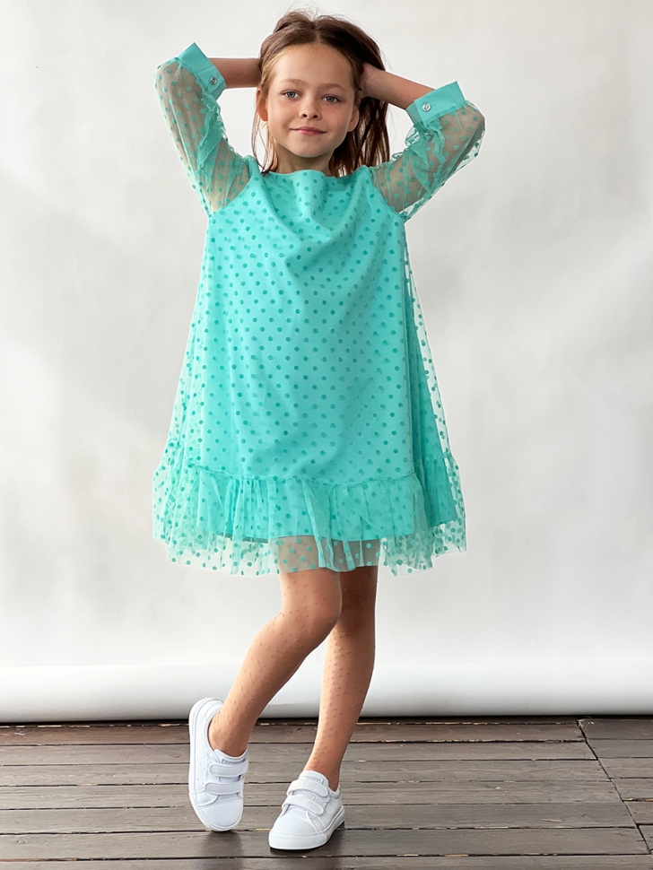 Платье для девочки нарядное БУШОН ST53, цвет изумрудный 