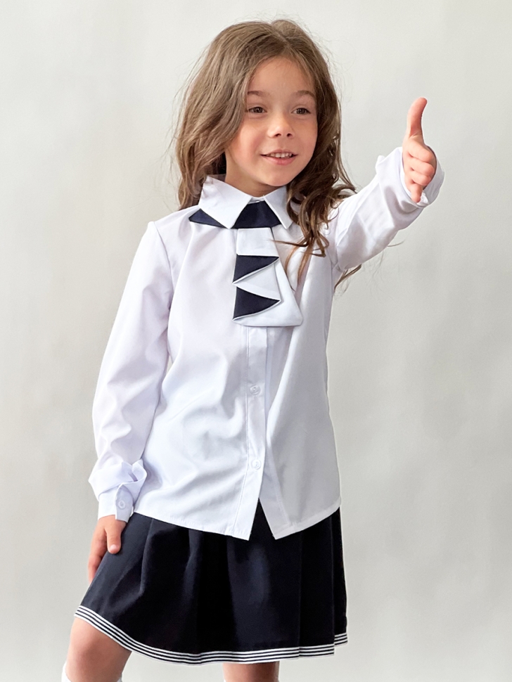 Блузка для девочек школьная БУШОН, модель SK50, цвет белый