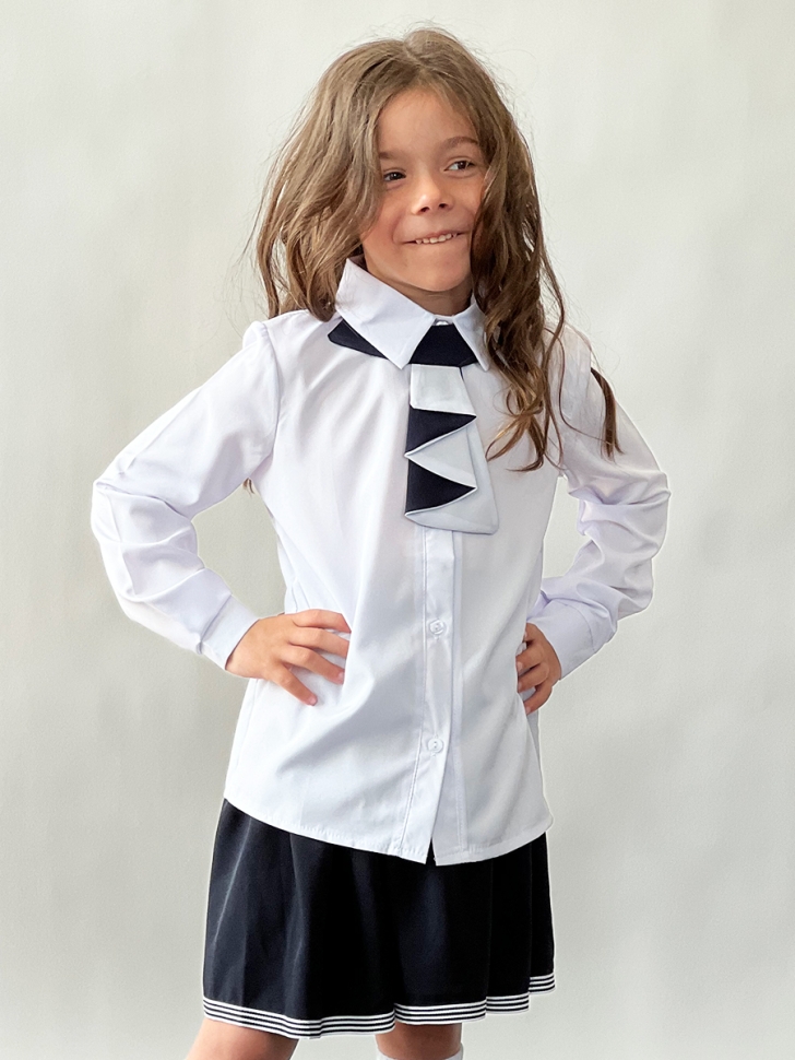 Блузка для девочек школьная БУШОН, модель SK50, цвет белый