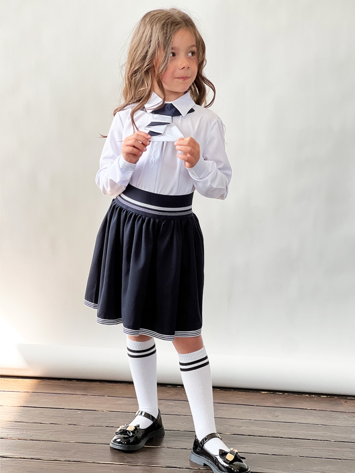 Блузка для девочек школьная БУШОН, модель SK50, цвет белый