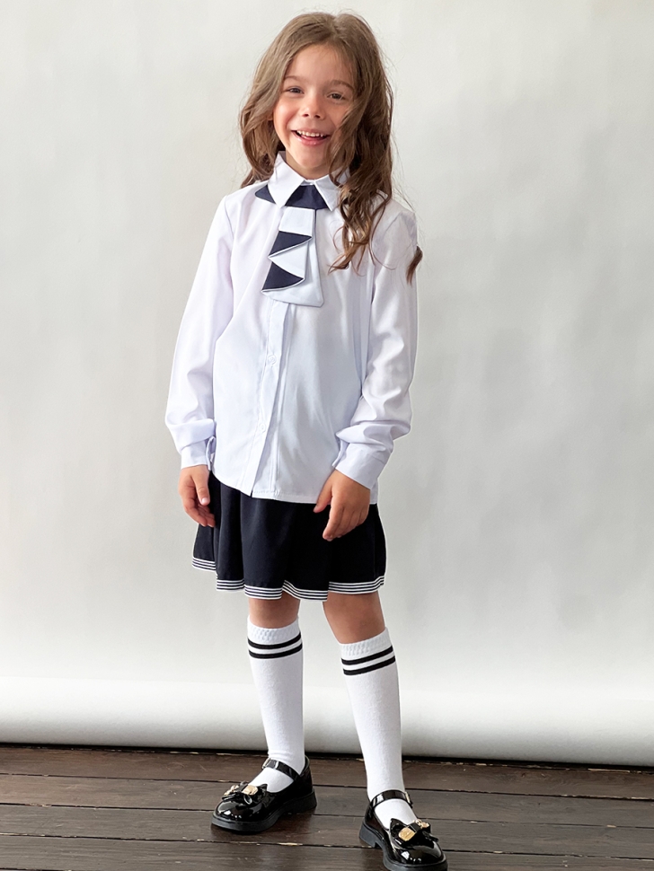 Блузка для девочек школьная БУШОН, модель SK50, цвет белый