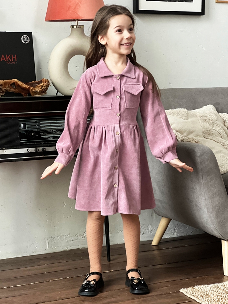 Платье для девочки школьное БУШОН ST73, цвет темно-розовый 