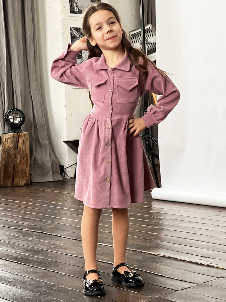 Платье для девочки школьное БУШОН ST73, цвет темно-розовый 
