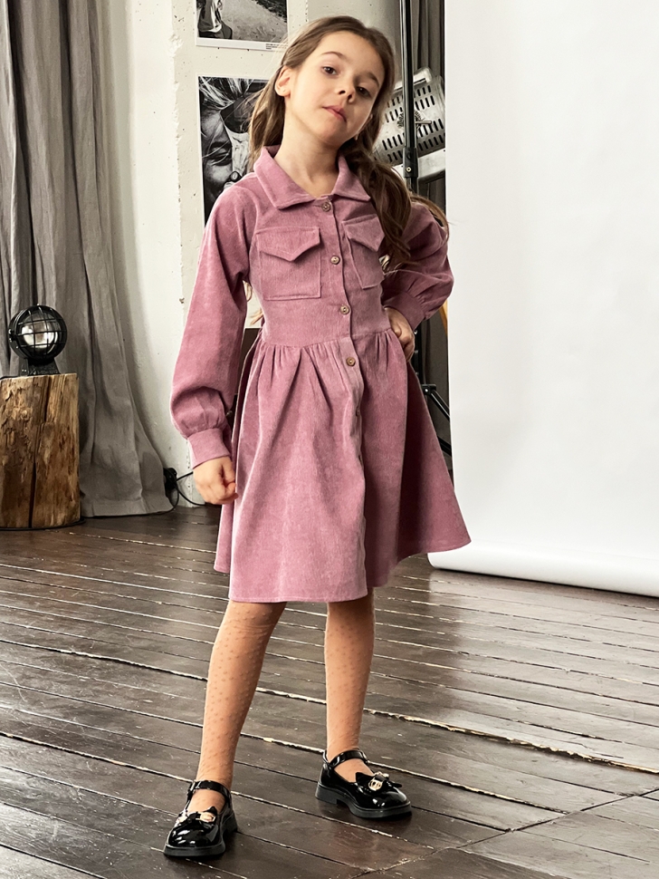 Платье для девочки школьное БУШОН ST73, цвет темно-розовый 