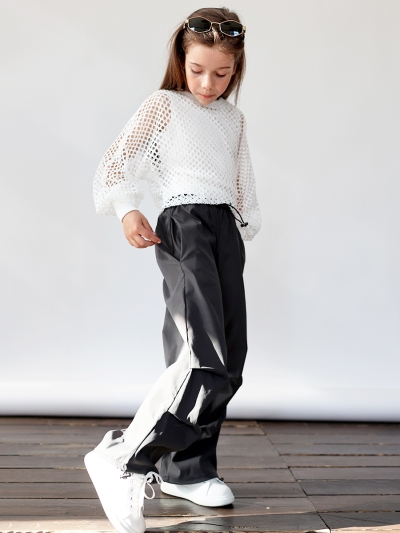 Комплект блузка сетка и брюки для девочек БУШОН ST115, цвет серый