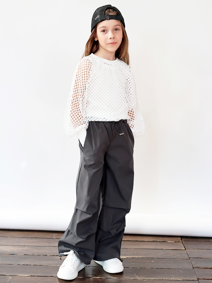 Комплект блузка сетка и брюки для девочек БУШОН ST115, цвет серый