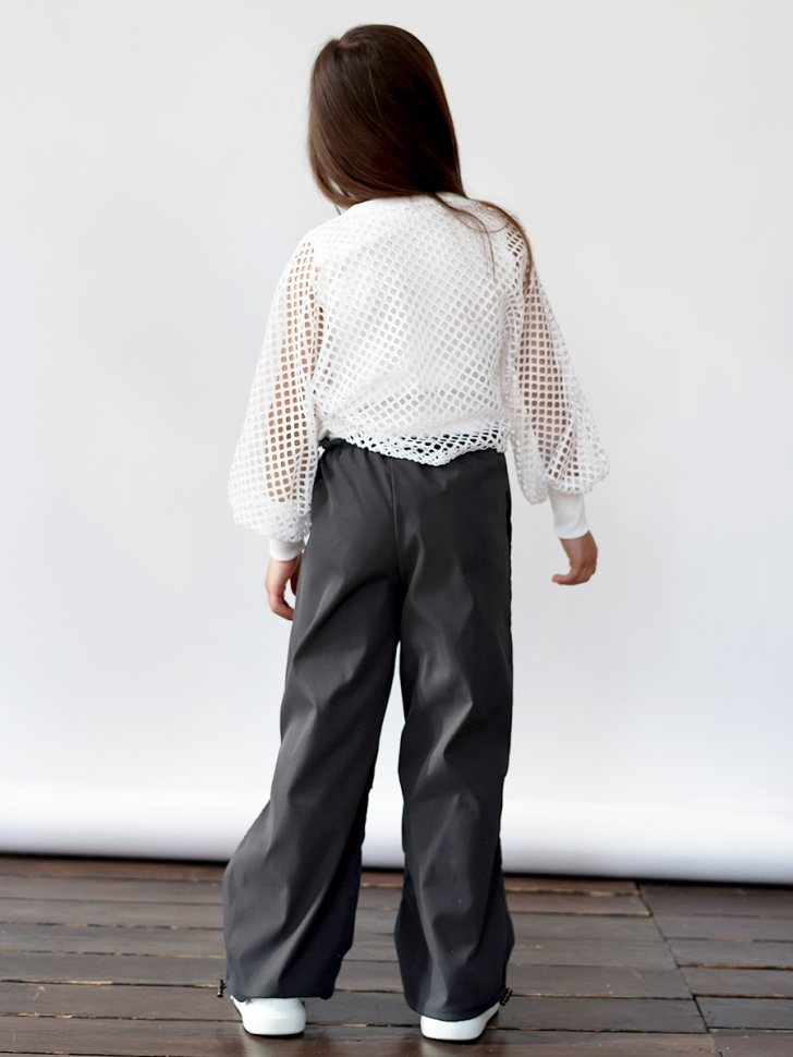 Комплект блузка сетка и брюки для девочек БУШОН ST115, цвет серый