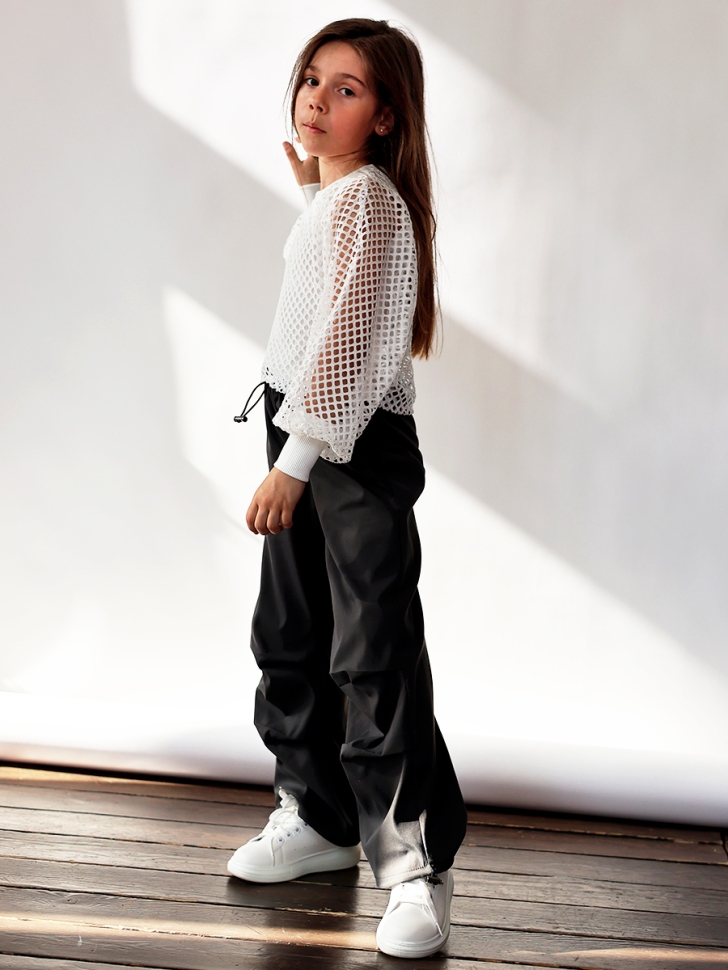 Комплект блузка сетка и брюки для девочек БУШОН ST115, цвет серый