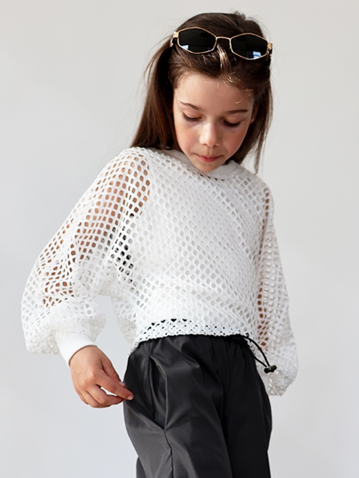 Комплект блузка сетка и брюки для девочек БУШОН ST115, цвет серый