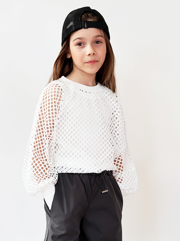 Комплект блузка сетка и брюки для девочек БУШОН ST115, цвет серый