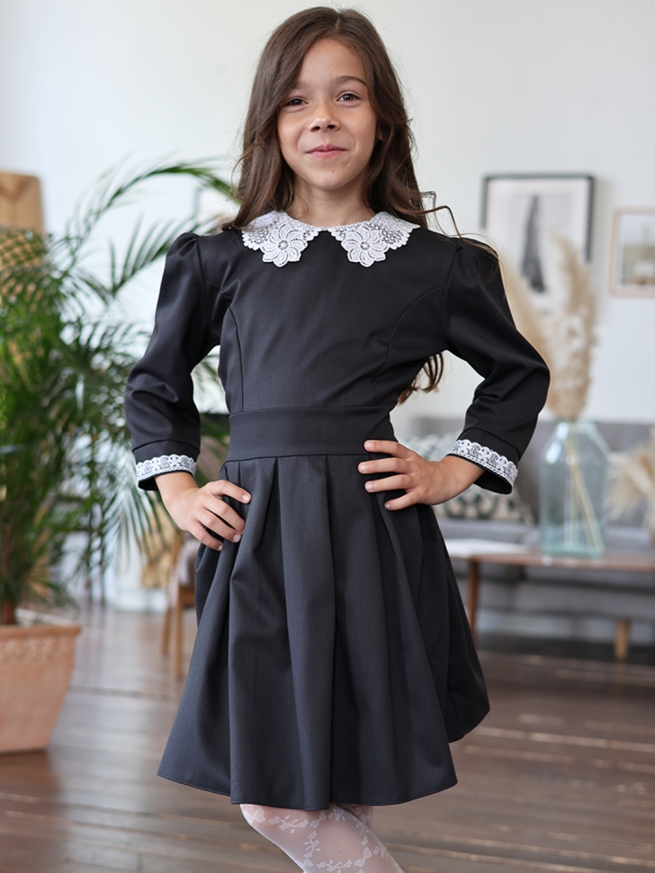 Платье для девочки школьное БУШОН SK11, цвет графит