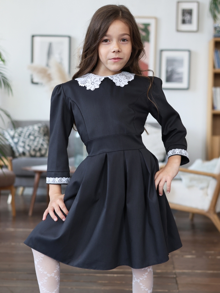 Платье для девочки школьное БУШОН SK11, цвет графит
