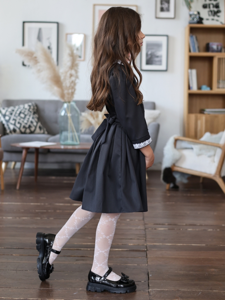 Платье для девочки школьное БУШОН SK11, цвет графит