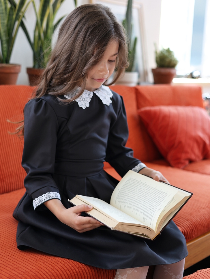 Платье для девочки школьное БУШОН SK11, цвет графит