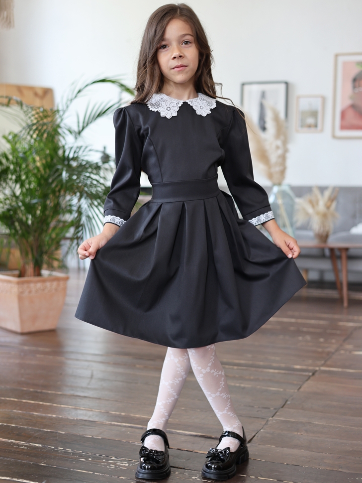 Платье для девочки школьное БУШОН SK11, цвет графит
