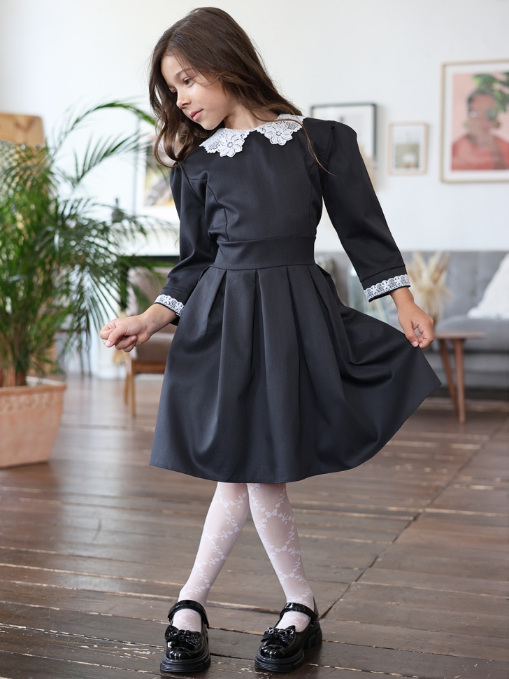 Платье для девочки школьное БУШОН SK11, цвет графит