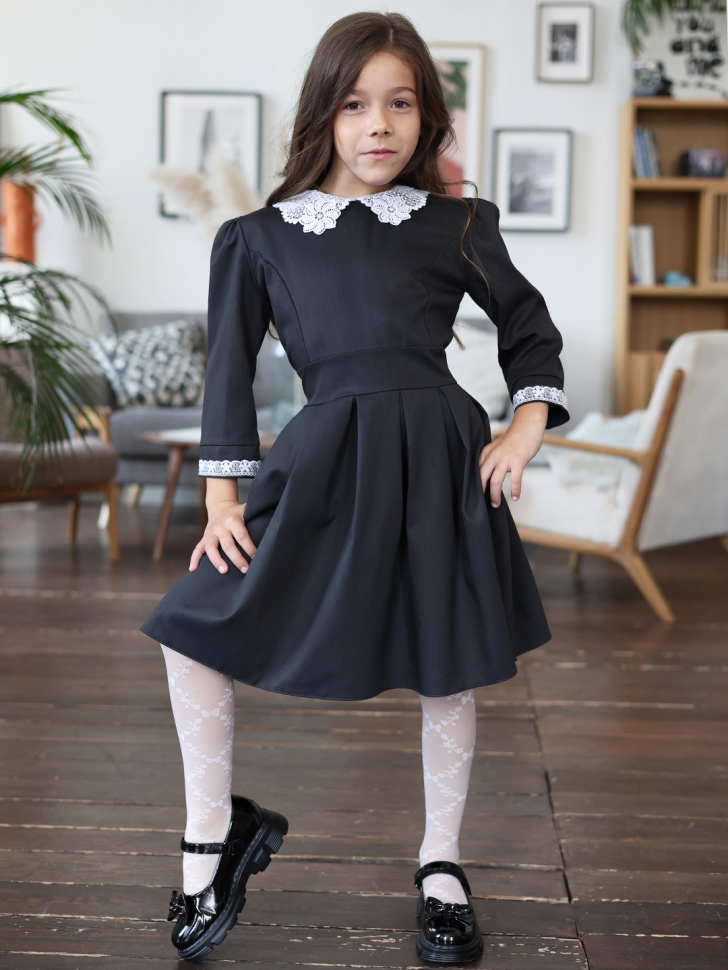 Платье для девочки школьное БУШОН SK11, цвет графит