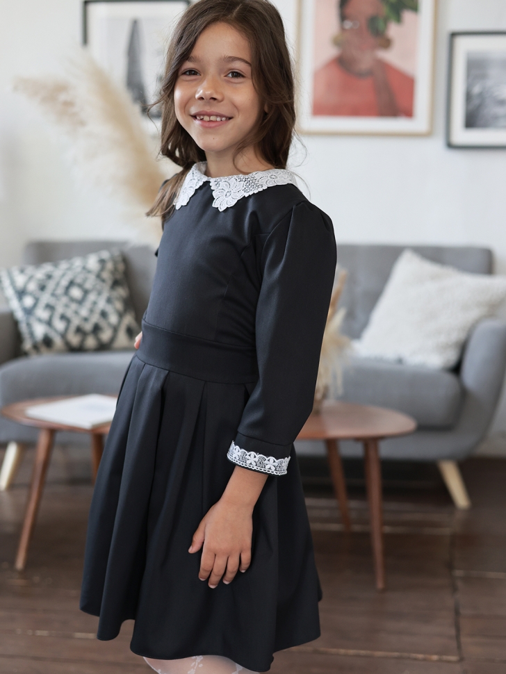 Платье для девочки школьное БУШОН SK11, цвет графит