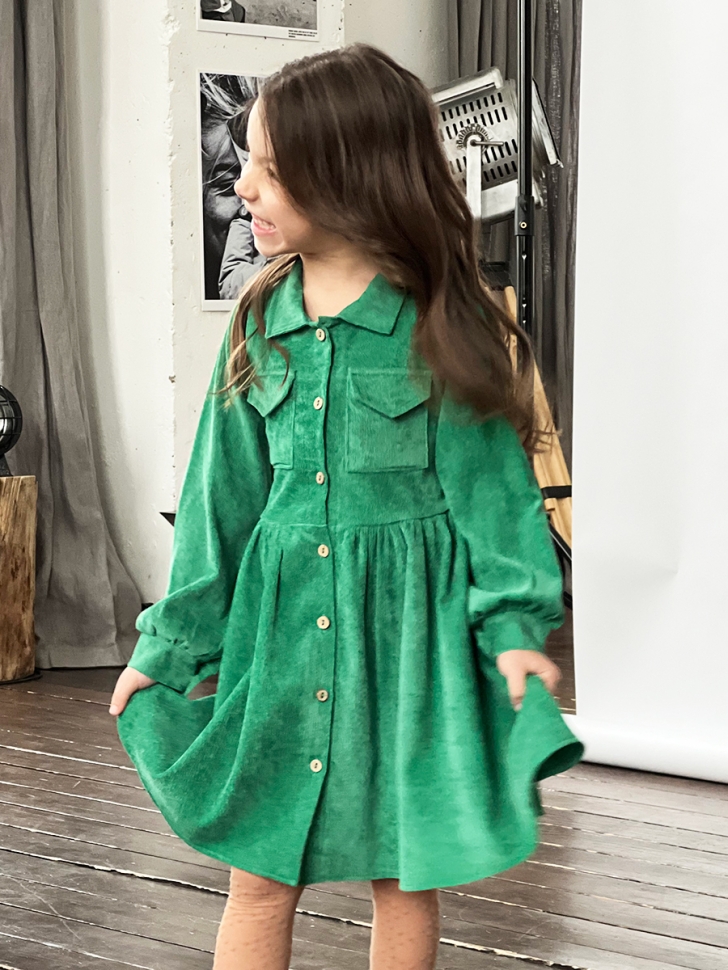 Платье для девочки школьное БУШОН ST73, цвет зеленый 