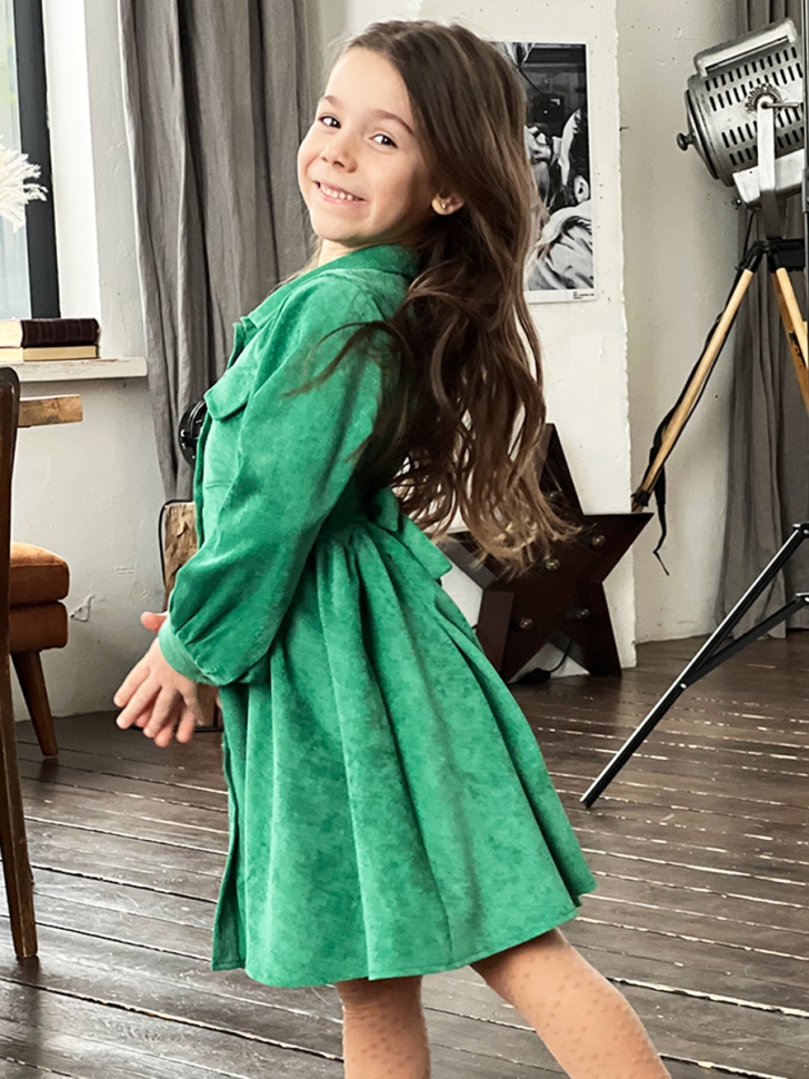 Платье для девочки школьное БУШОН ST73, цвет зеленый 