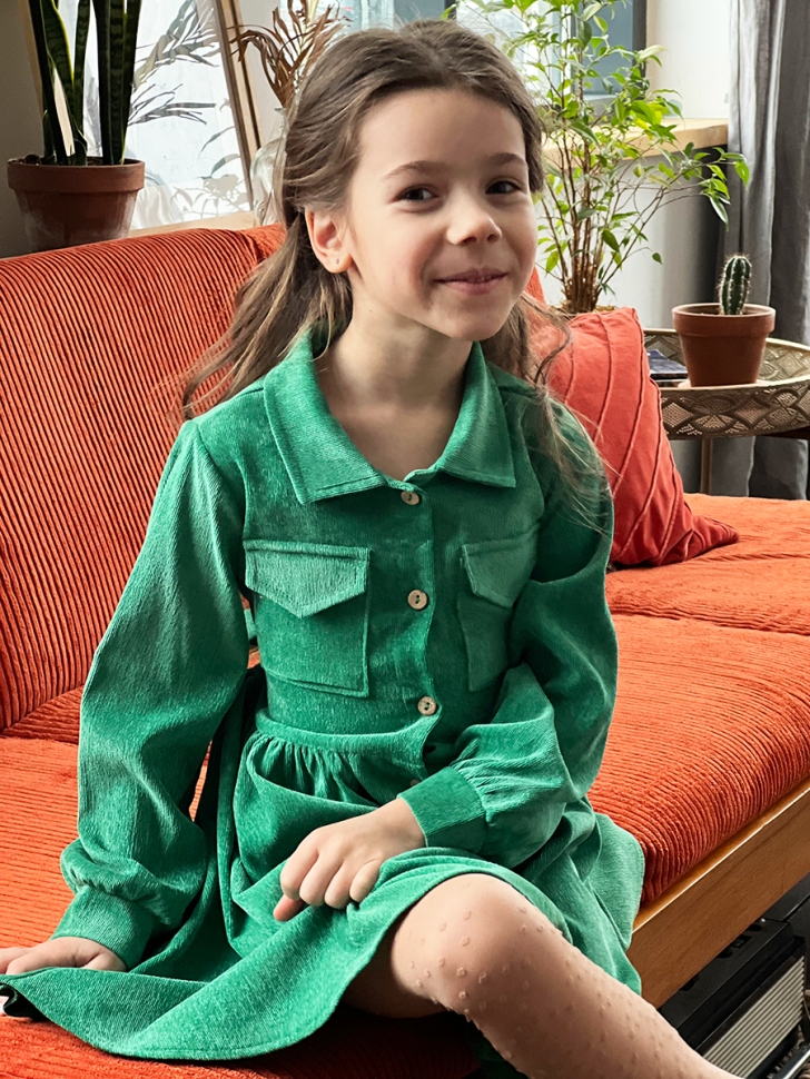 Платье для девочки школьное БУШОН ST73, цвет зеленый 