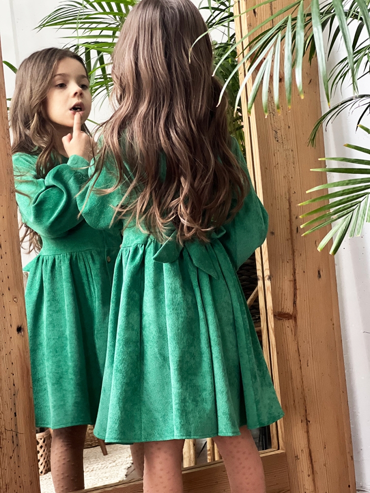 Платье для девочки школьное БУШОН ST73, цвет зеленый 