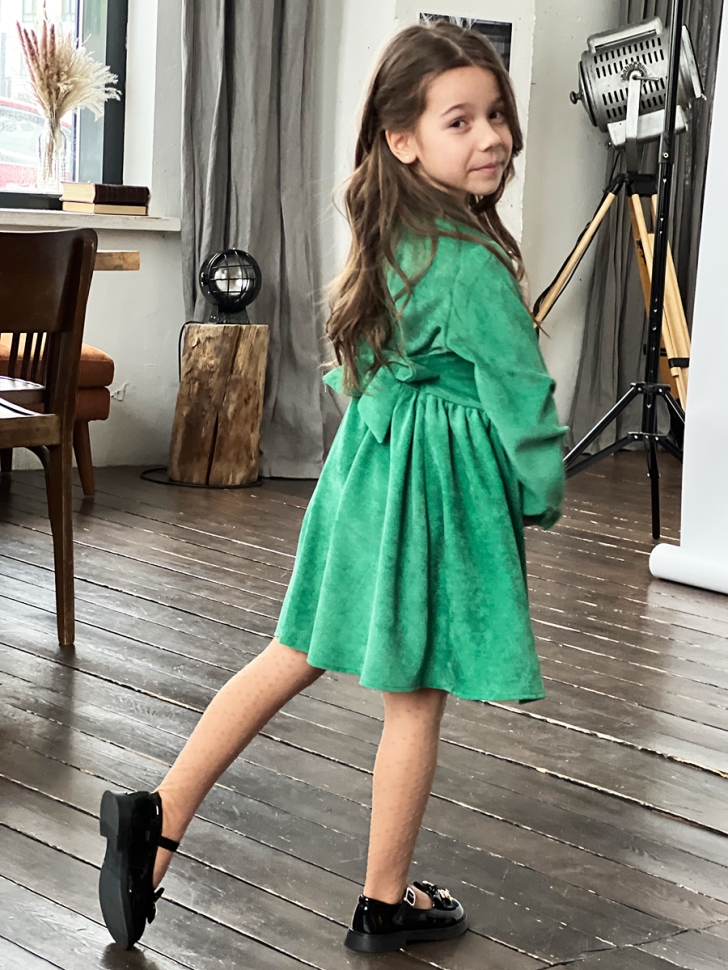 Платье для девочки школьное БУШОН ST73, цвет зеленый 