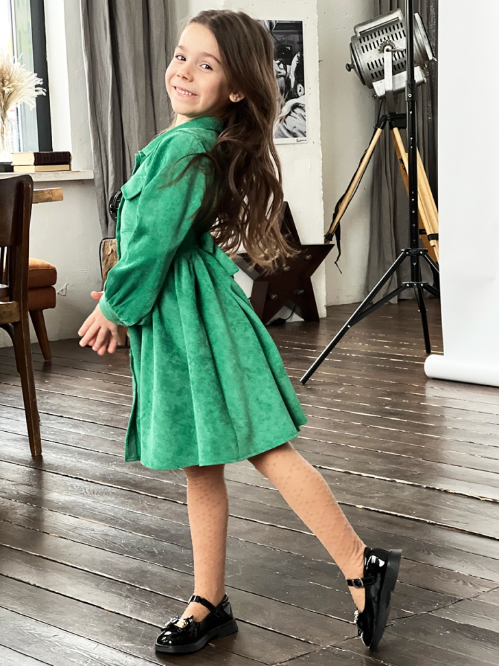 Платье для девочки школьное БУШОН ST73, цвет зеленый 